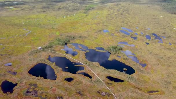 爱沙尼亚南部Nigula Bog的Epic Bog湖 夏天的无人驾驶飞机弹夹 — 图库视频影像