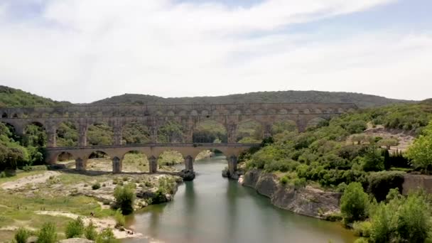 Pont Gard Roman Akveduktbro Bygget 100 Tallet Vers Sør Frankrike – stockvideo