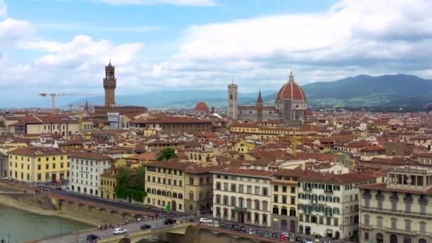 Drone Aéreo Vista Cidade Florence Itália Catedral Duomo Florença — Vídeo de Stock