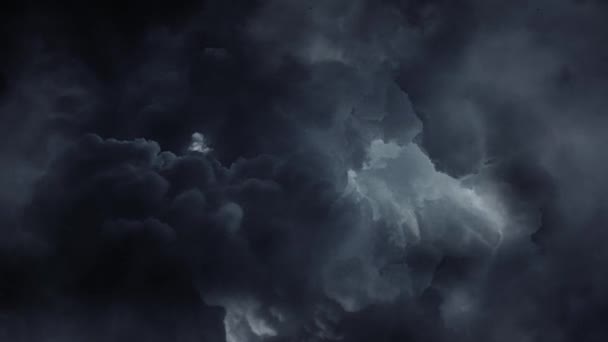 Onweersbuien Cumulonimbus Wolken Blikseminslagen Bewegen Zich Donkere Lucht — Stockvideo