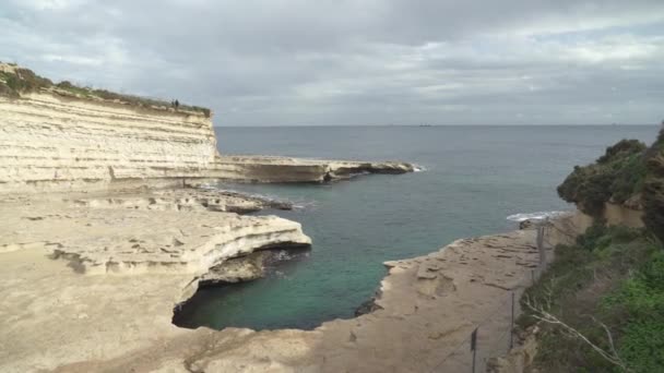 Peters Pool Marsaxlokk Mycket Molnig Och Stormig Dag Vintern Malta — Stockvideo
