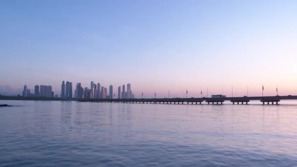 Vista Aérea Ciudad Panamá Durante Una Puesta Sol Con Los — Vídeos de Stock