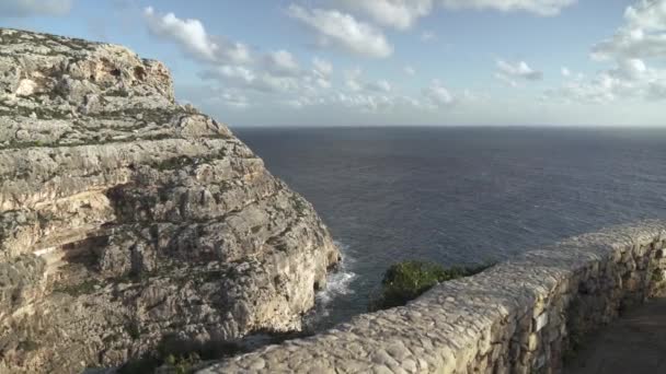 Akdeniz Malta Kış Günü Nde Blue Grotto Yakınlarında Tepedeki Kıyıları — Stok video