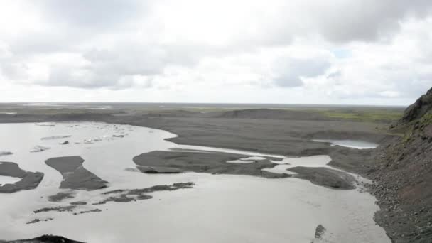 Letecký Pohled Ledovcové Jezero Skaftafallu Národním Parku Vatnajokull Islandu — Stock video