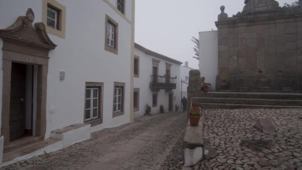 Panoramique Sur Les Murs Blancs Couverts Brouillard Des Sanctuaires Marvo — Video