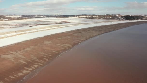 Vista Aérea Una Playa Del Océano Atlántico Frío Día Invierno — Vídeo de stock