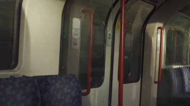 London Underground Train Moving Point View Empty Carriage Transportation — Stock Video