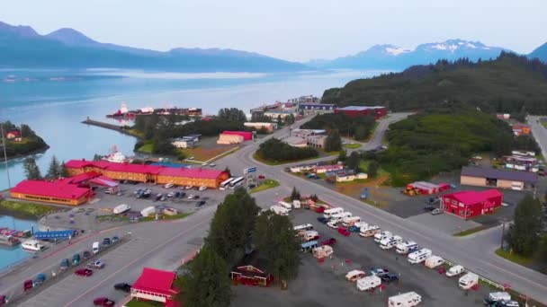 Drone Video Van Coast Guard Station Port Valdez Valdez Tijdens — Stockvideo