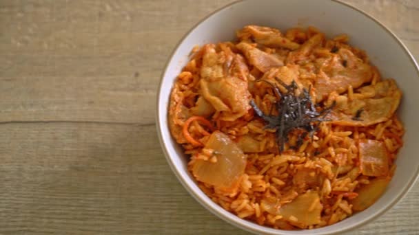 Riz Frit Kimchi Avec Porc Tranché Style Alimentaire Coréen — Video