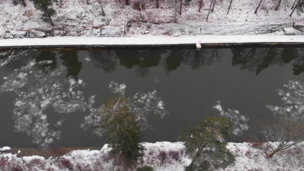 Frozen Trollhtte Canal Vista Dall Alto Panoramica Acqua Nella Stagione — Video Stock