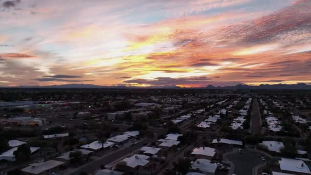Filmisk Drönare Skott Solnedgången Tuscon Arizona — Stockvideo
