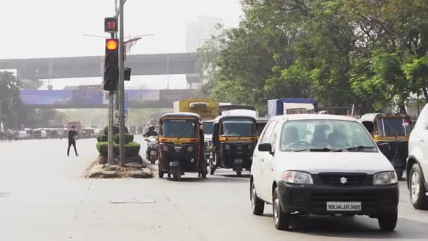 Mumbai Trafik Işığı Araçları — Stok video