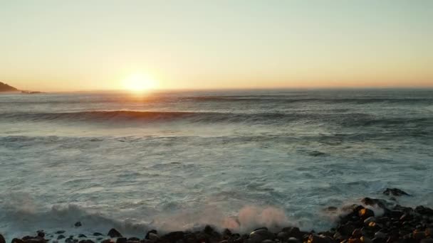 Oceano Atlantico Onde Che Schiantano Mare Spiaggia Tramonto Città Del — Video Stock