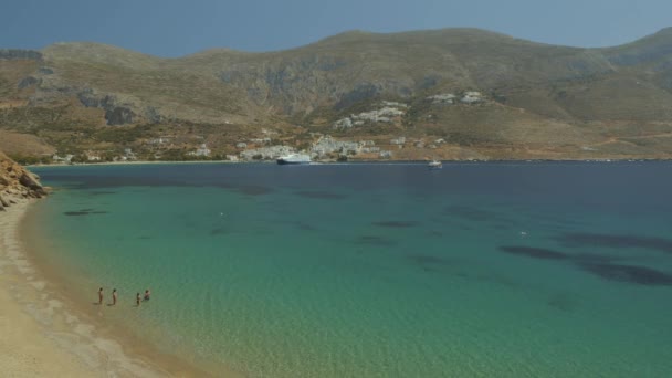 Ampla Foto Uma Praia Areia Muito Bonita Mar Azul Turquesa — Vídeo de Stock