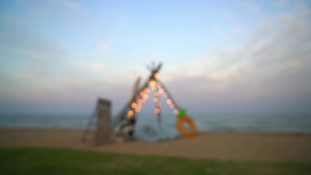 Abstract Blur Defocused Camping Yard Beach Background — Video Stock