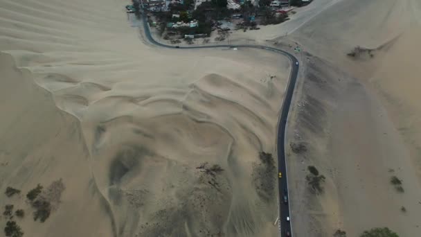 Vol Aérien Dessus Village Oasis Désert Huacachina Pérou — Video