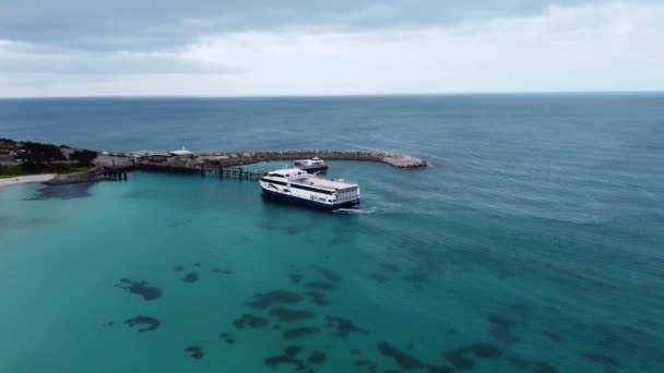 Sealink Ferry Arriving Township Penneshaw Kangaroo Island South Australia Wide — Stock Video