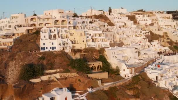 Imerovigli Village Famosa Por Hermosa Puesta Sol Santorini Grecia Balcón — Vídeo de stock