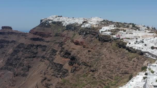 Rocky Cliffs Imerovigli Village Beautiful Island Santorini Grécia Antena — Vídeo de Stock