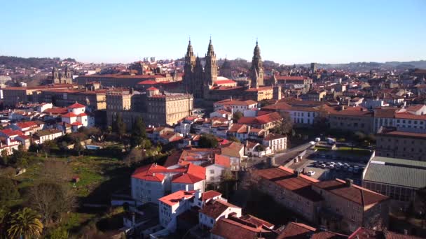 Vista Della Cattedrale Dal Parco Alameda Santiago Compostela — Video Stock