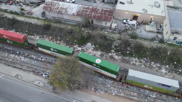 Büyük Tren Havadan Raydan Çıktı — Stok video