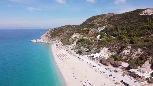 Vista Aérea Tropical Paradise Kathisma Beach Isla Lefkada Grecia — Vídeos de Stock