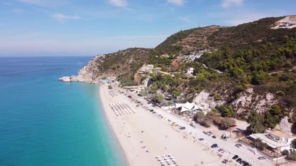 Aerial View Tropical Paradise Kathisma Beach Λευκάδα — Αρχείο Βίντεο