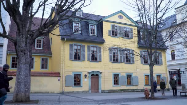 Historisch Schillerhuis Oude Binnenstad Van Weimar Koude Winterdag — Stockvideo