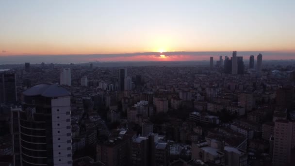 Coucher Soleil Horizon Istanbul Prise Vue Aérienne — Video