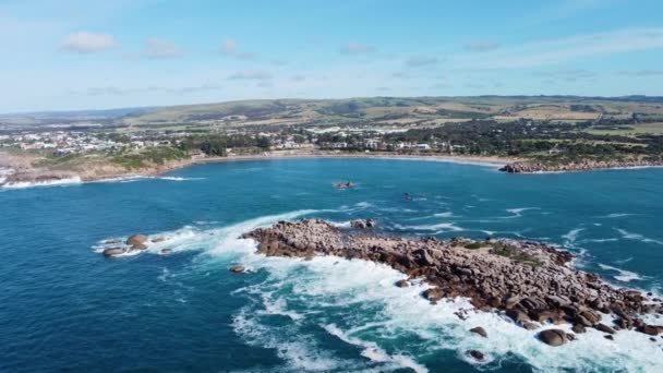 Beautiful Coastline Horseshoe Bay Port Elliot South Australia Push Aerial — Stock Video