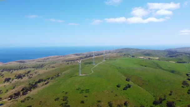 Wind Turbine Farm Ocean Cape Jervis Fleurieu Peninsula South Australia — Stock Video