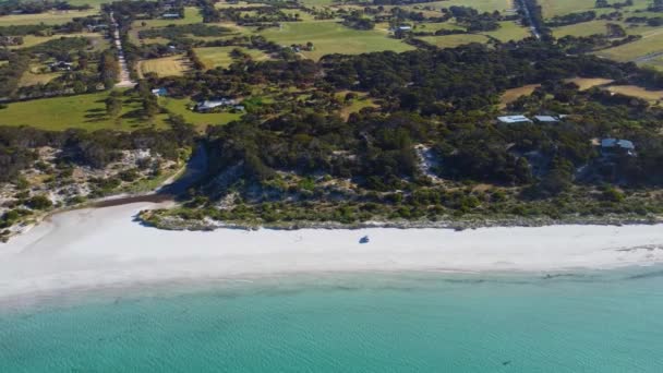 Zandstrand Blauwe Wateren Van Emu Bay Kangaroo Island Zuid Australië — Stockvideo