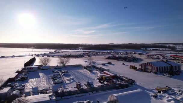 Freedom Convoy 2022 Llegando Punto Reunión Vankleek Hill Ontario Enero — Vídeos de Stock