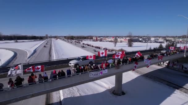 Freedom Rally 2022 Elhajt Támogatók Tiltakozik Vakcina Megbízások Casselman Ontario — Stock videók