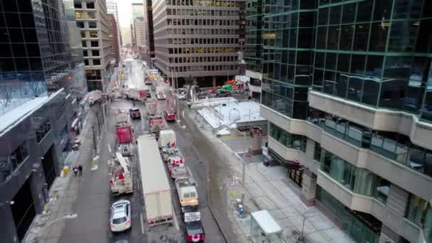 Drone Shot Freedom Trucker Rally Slater Street Ottawa Jan 2022 — Stock Video