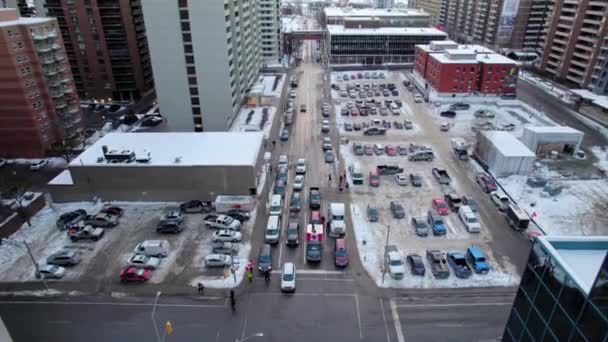 Drone Tiro Freedom Trucker Rally Slater Street Ottawa Ontário Janeiro — Vídeo de Stock