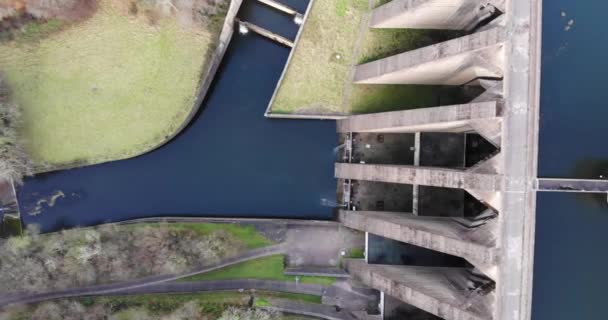 Luchtfoto Van Wimbleball Dam Exmoor England — Stockvideo