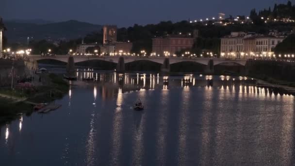 Outro Ângulo Topo Ponte Vecchio Florência Noite Verão — Vídeo de Stock