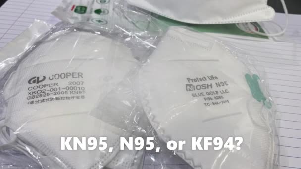 Kn95 N95 Kf94 Hög Filtrering Respirator Ansikte Masker Fda Godkänd — Stockvideo