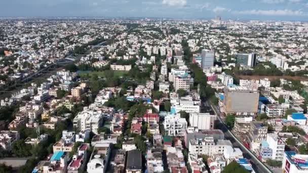 Flygbilder Nagar Usman Road Chennai Platsen Känd För Sina Stormarknader — Stockvideo