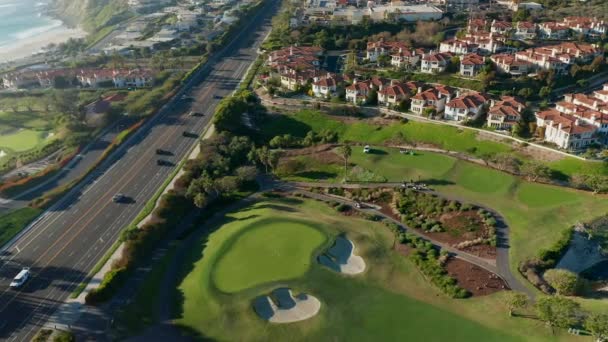 Aerial View Pacific Coast Highway Monarch Beach Golf Course Dana — Stock Video