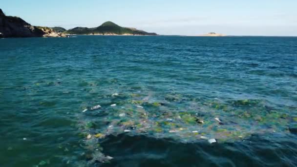 Água Oceano Coberta Plásticos Lixo Perto Costa Vietnã Tiro Câmera — Vídeo de Stock