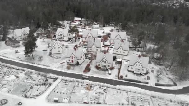 Luftaufnahme Zeigt Schöne Moderne Villenhäuser Ländlichen Vorort Von Schweden Mit — Stockvideo