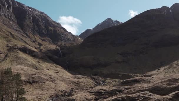 Glen Coe Scotland Narrow River Cascades Hills — Stock Video