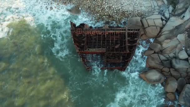 Корабель Антиполіс Antipolis Shipcrash Shoreline Oudekraal Beach Знаходиться Кейптауні Південна — стокове відео