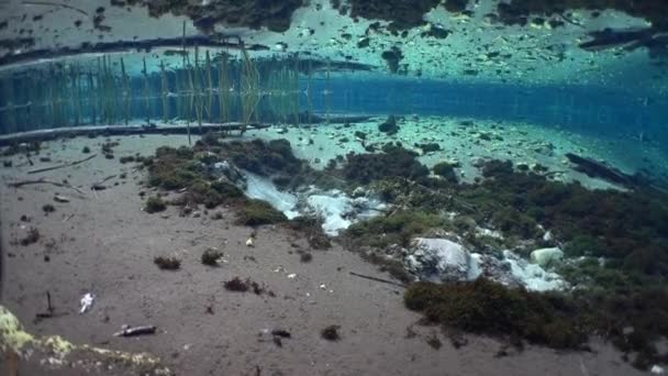 Blick Auf Die Süßwasserquelle Mit Felsen Boden — Stockvideo