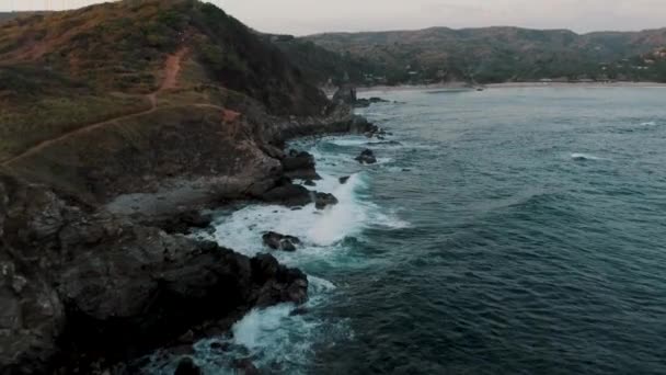 Горная Тропа Пунта Комета Пляже Матете Побережье Оахаки Мексика Воздушный — стоковое видео