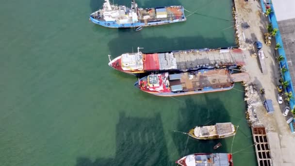 Navios Pesca Carga Porto Puerto Plata República Dominicana Inclinação Para — Vídeo de Stock