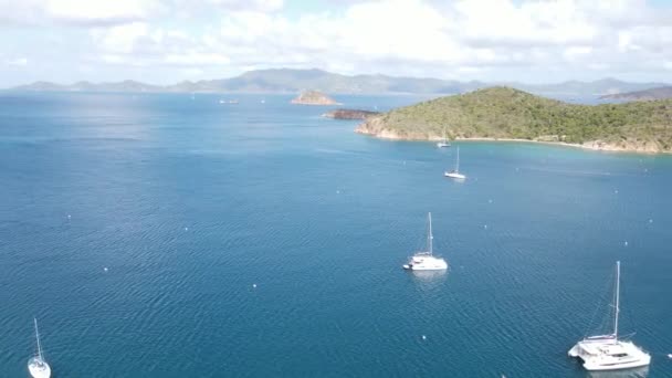 Órbita Rotação Rápida Para Belos Iates Pirates Bight Ilhas Virgens — Vídeo de Stock