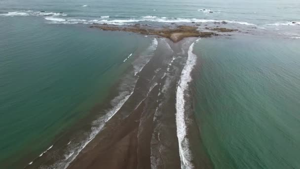 Poêle Aérienne Gauche Formation Sable Queue Baleine Entourée Par Mer — Video